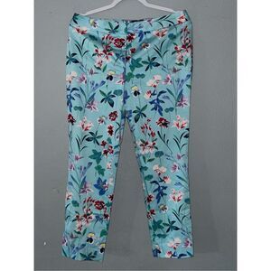 Talbots Hampshire Ankle Pants Blue Floral Print NWT SIZE 8p
